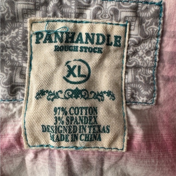 Panhandle Rough Stock Pink & White Plaid Floral Pearl Snap Button Down Size XL - Picture 11 of 13